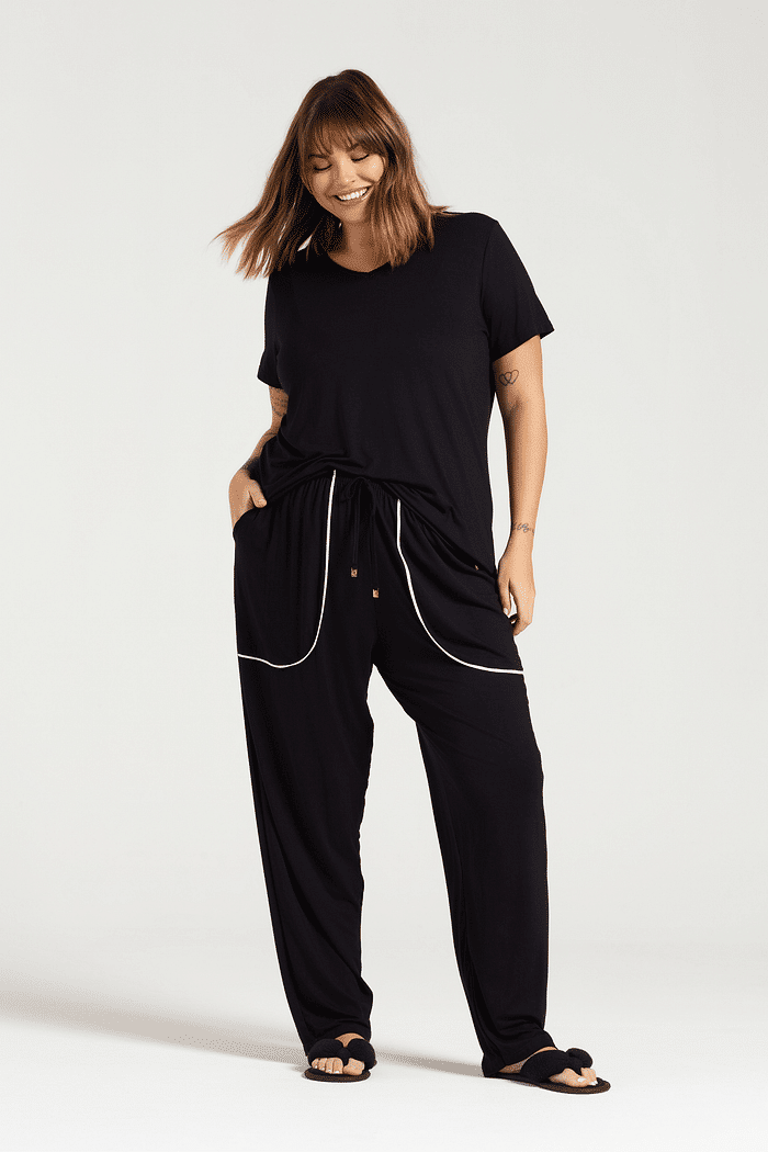 PIJAMA MEIA MANGA COM CALCA EM VISCOLYCRA FEMININO 