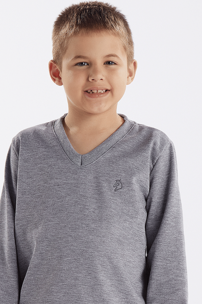 PIJAMA MASCULINO INFANTIL MANGA LONGA COM CALÇA EM MOLETINHO PELUCIADO