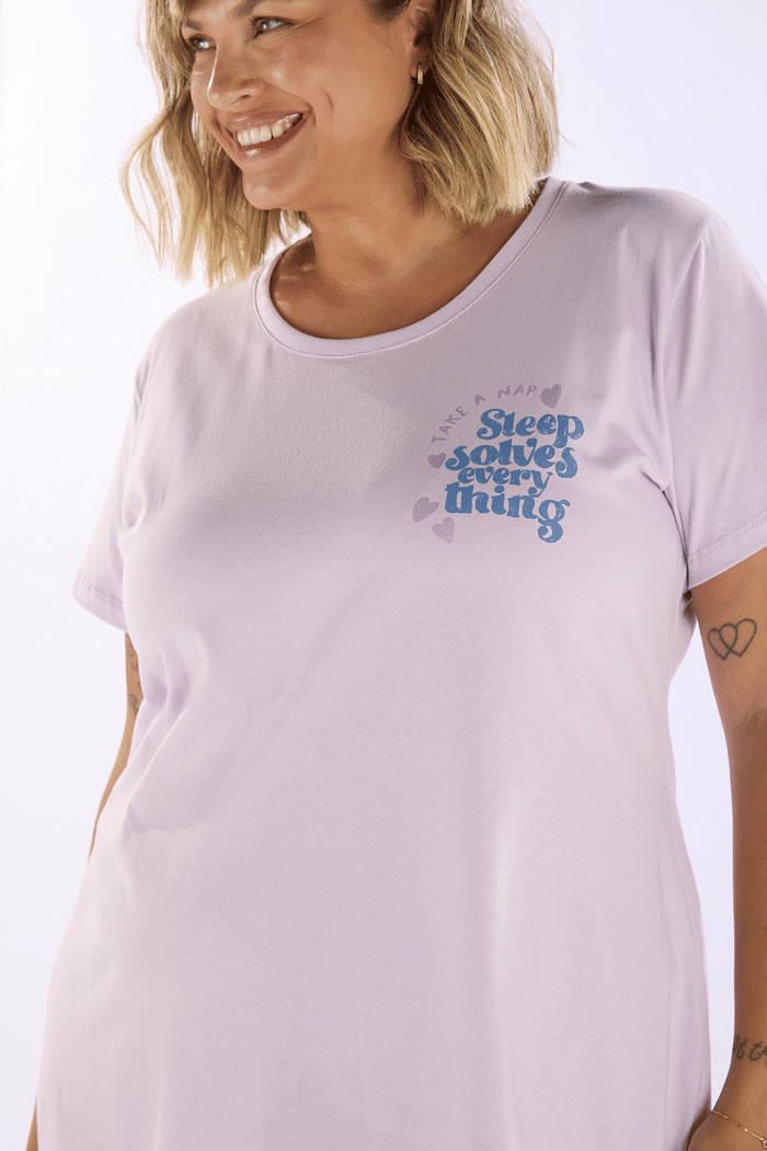 SLEEP T-SHIRT EM MEIA MALHA FEMININO 