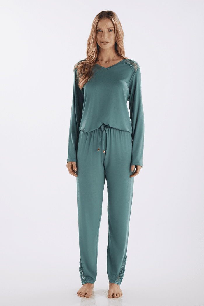 PIJAMA MANGA LONGA COM CALCA EM VISCOLYCRA FEMININO