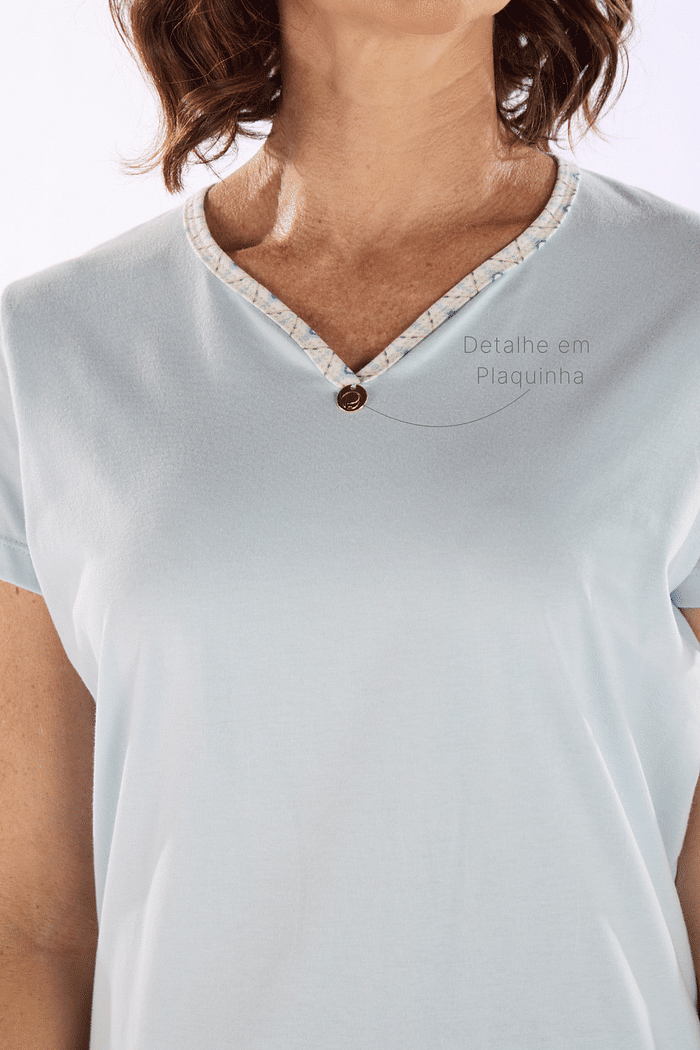 PIJAMA MEIA MANGA EM MEIA MALHA COM BERMUDA EM MALHA ROTATIVA FEMININO