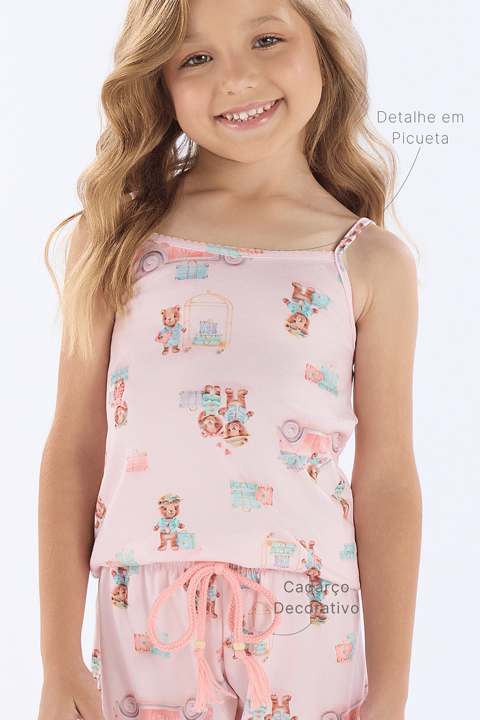 PIJAMA ALCAS COM SHORTS EM MALHA SUBLIMADA FEMININO 