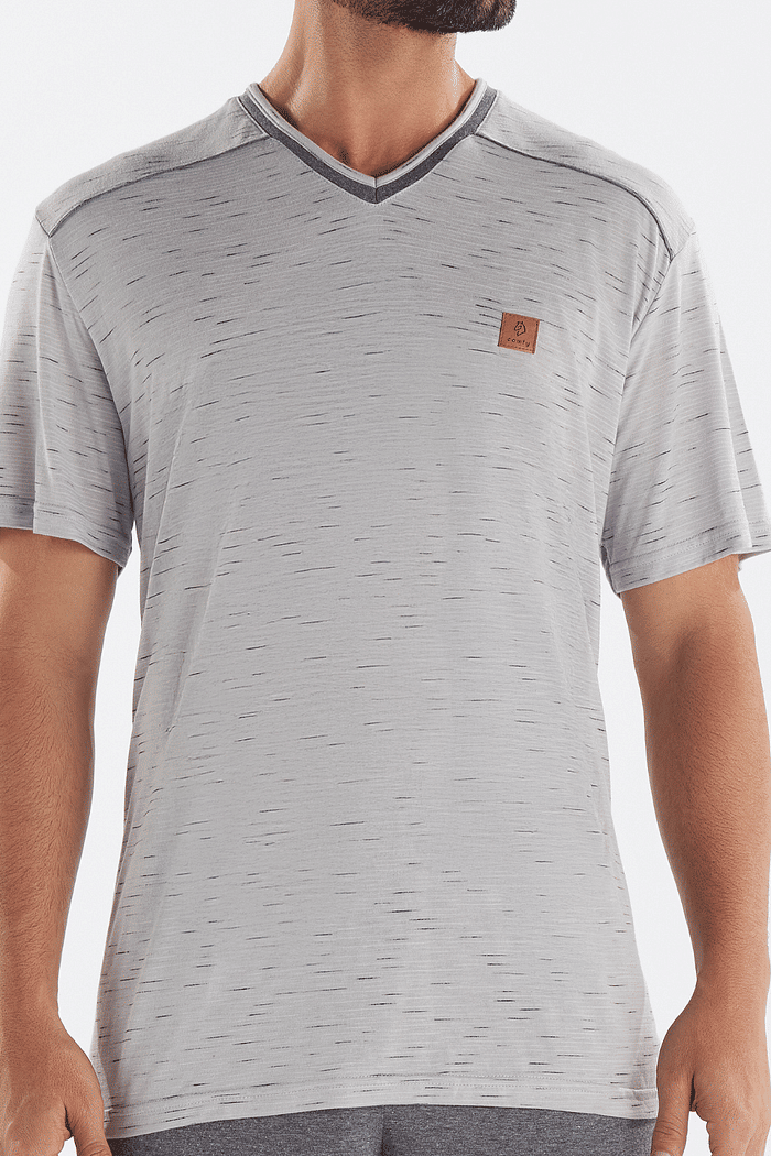 PIJAMA MEIA MANGA EM MALHA JET COM BERMUDA EM MEIA MALHA MASCULINO