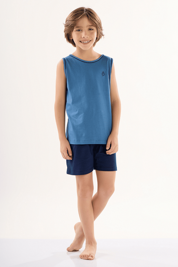 PIJAMA REGATA COM BERMUDA EM MEIA MALHA MASCULINO 