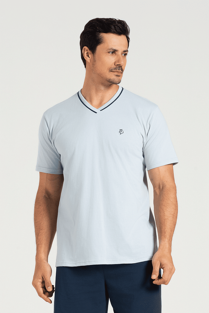 PIJAMA MEIA MANGA COM BERMUDA EM MEIA MALHA MASCULINO 