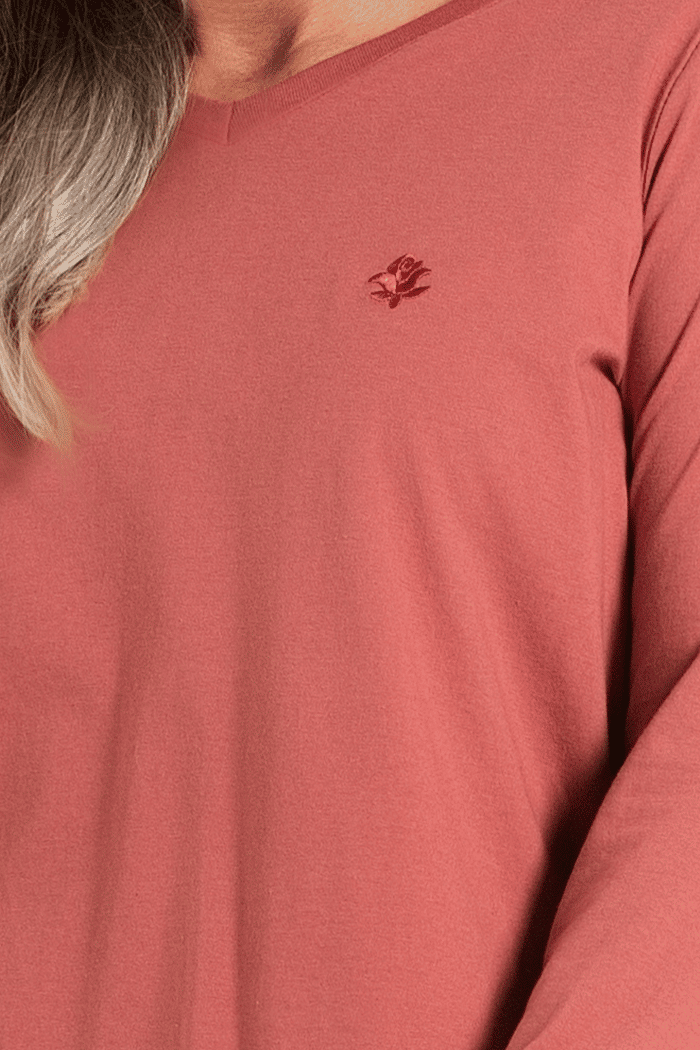 PIJAMA MANGA LONGA EM MEIA MALHA COM CALCA EM MALHA ROTATIVA FEMININO 