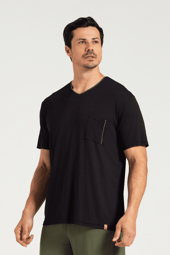 PIJAMA MEIA MANGA COM BERMUDA EM VISCOLYCRA MASCULINO 