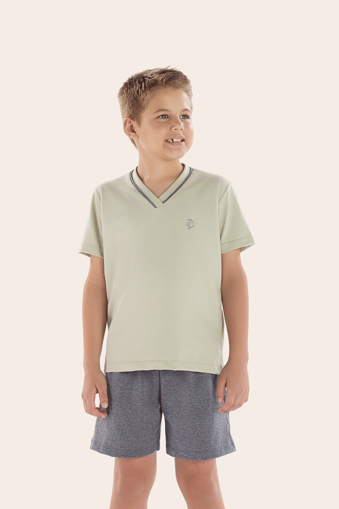 PIJAMA MEIA MANGA COM BERMUDA EM MEIA MALHA MASCULINO 