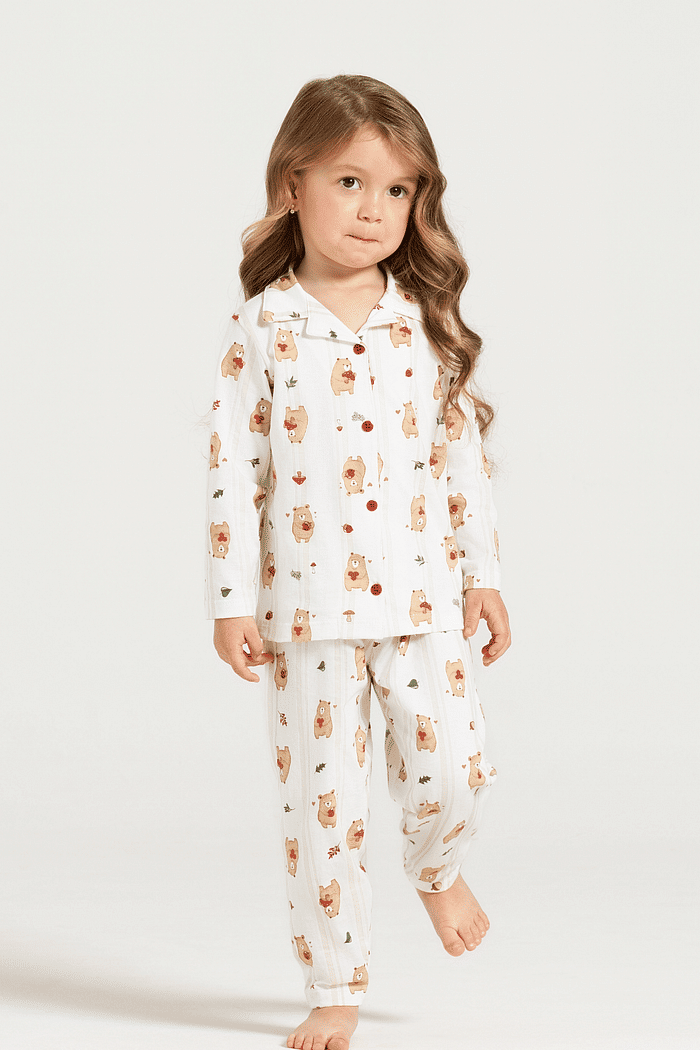 PIJAMA MANGA LONGA ABERTURA FRONTAL COM CALCA EM MALHA ROTATIVA UNISSEX 