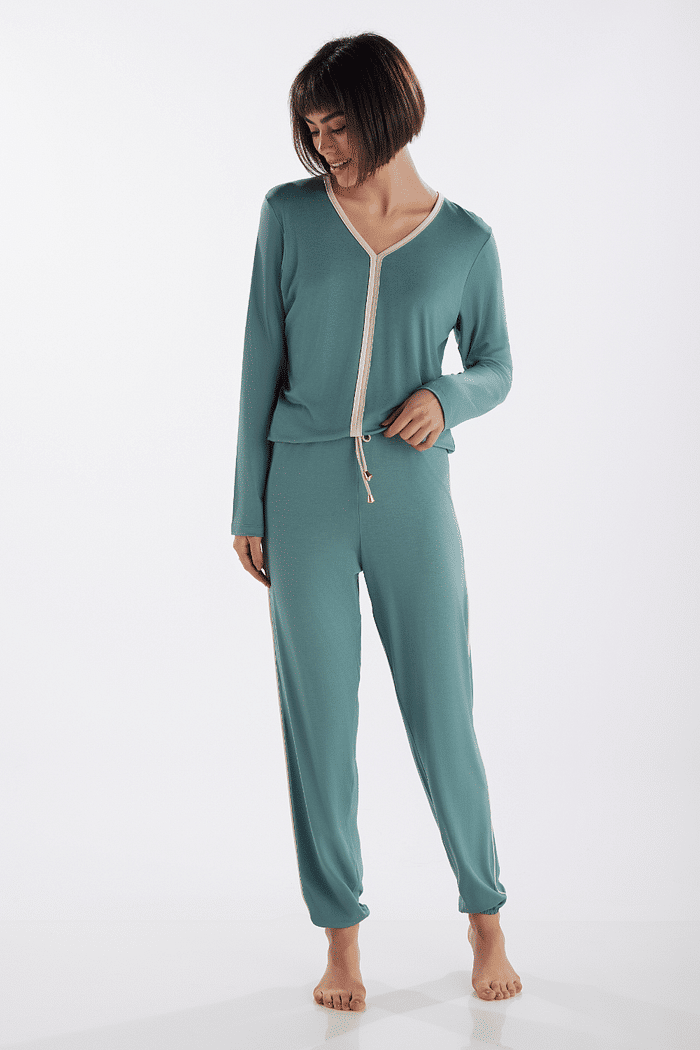 PIJAMA MANGA LONGA COM CALCA EM VISCOLYCRA FEMININO 