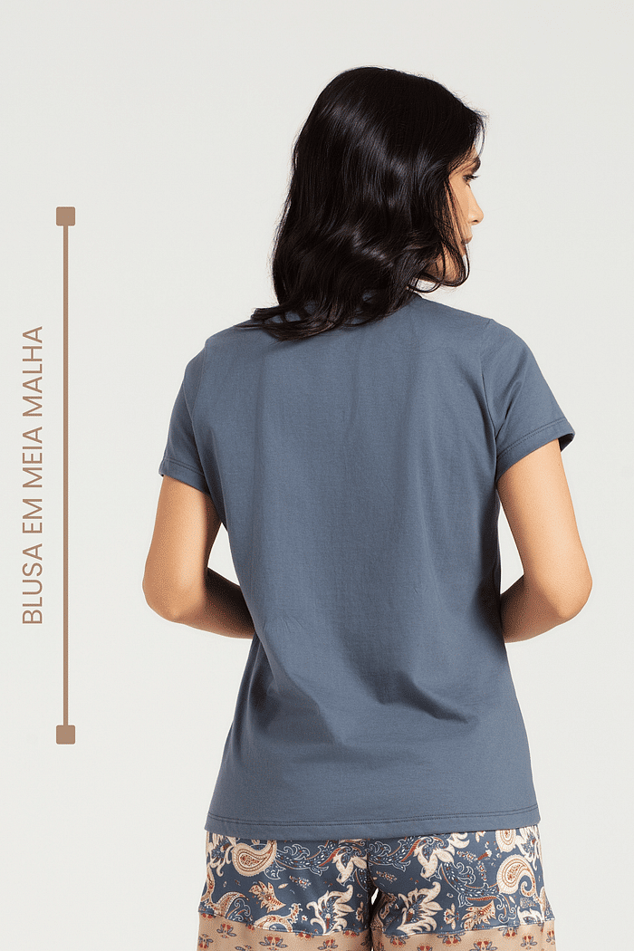 BLUSA MEIA MANGA EM MEIA MALHA FEMININO 