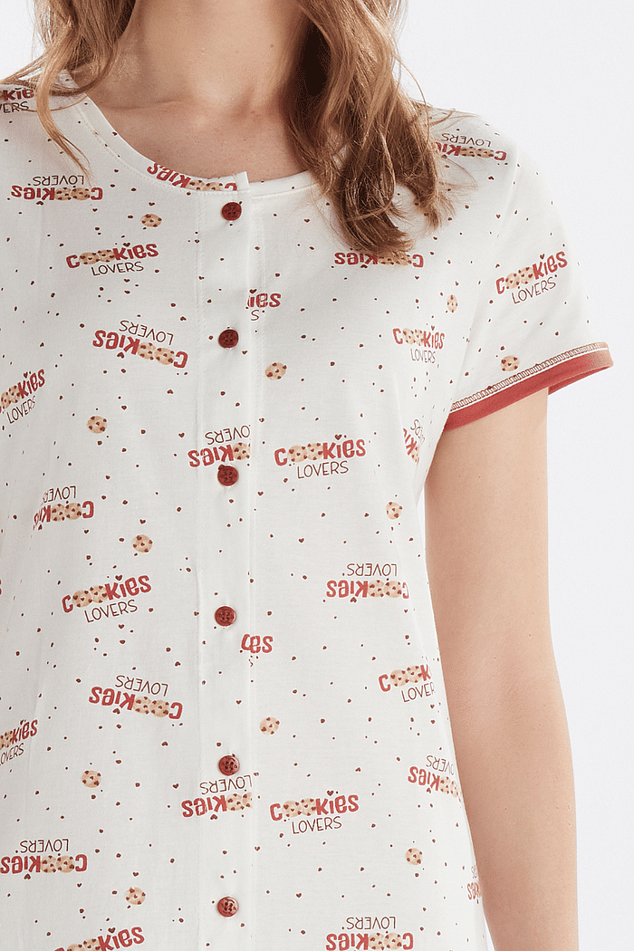 CAMISOLA MEIA MANGA ABERTURA FRONTAL EM MALHA ROTATIVA FEMININO