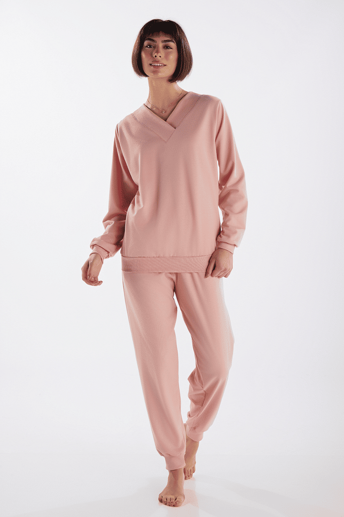 PIJAMA MANGA LONGA COM CALCA EM MOLETINHO FEMININO