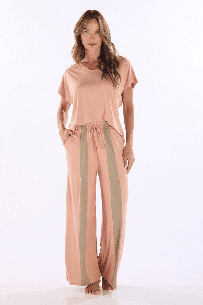 PIJAMA MEIA MANGA COM CALCA EM VISCOLYCRA FEMININO
