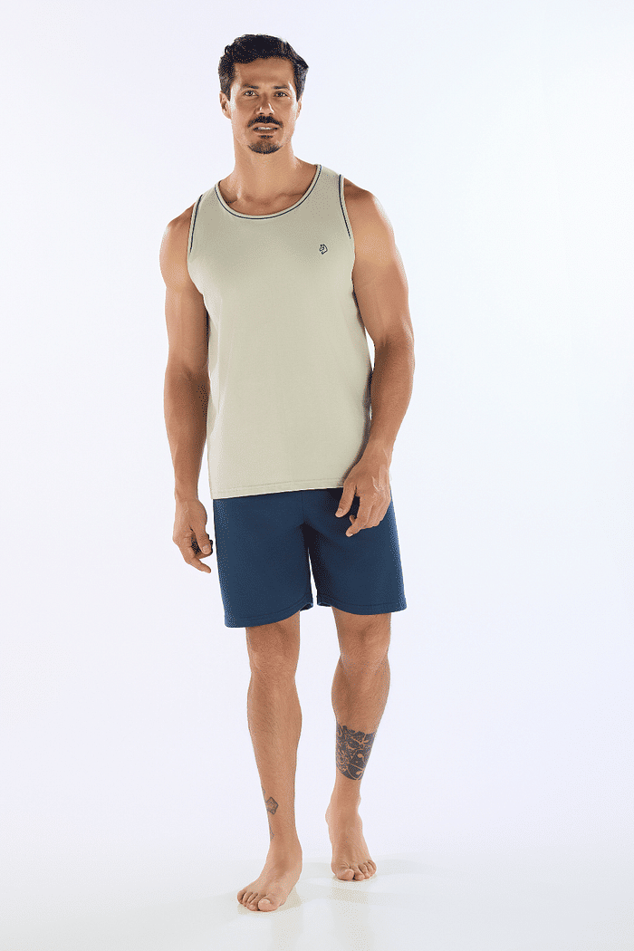 PIJAMA REGATA MASCULINO MALHA 100% ALGODÃO