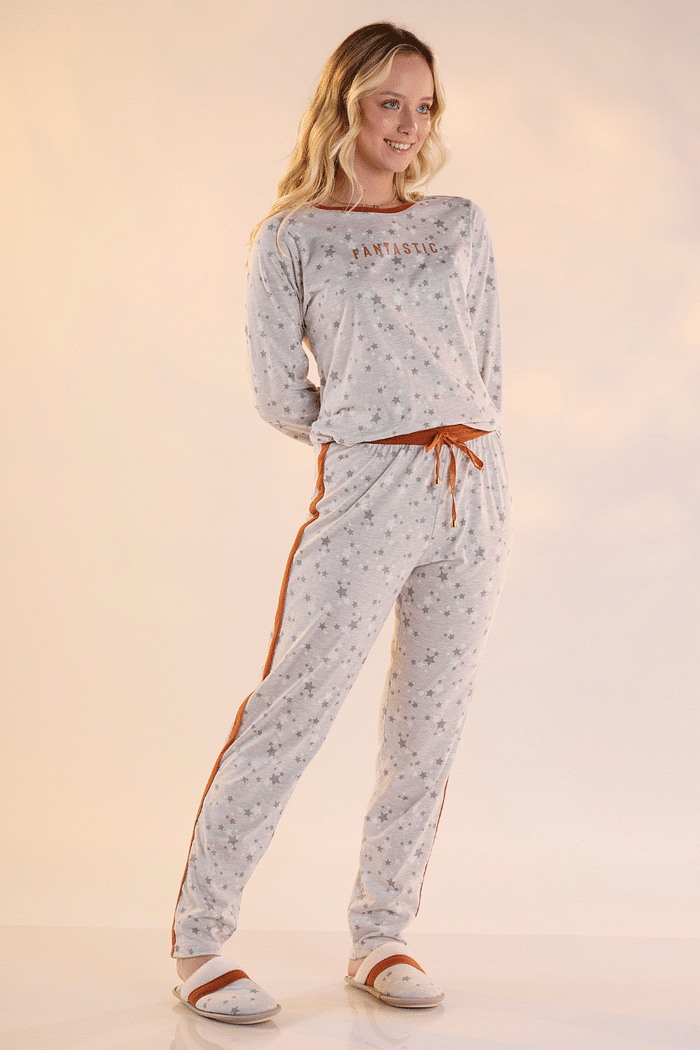PIJAMA LONGO MALHA ESTAMPADA FEMININO