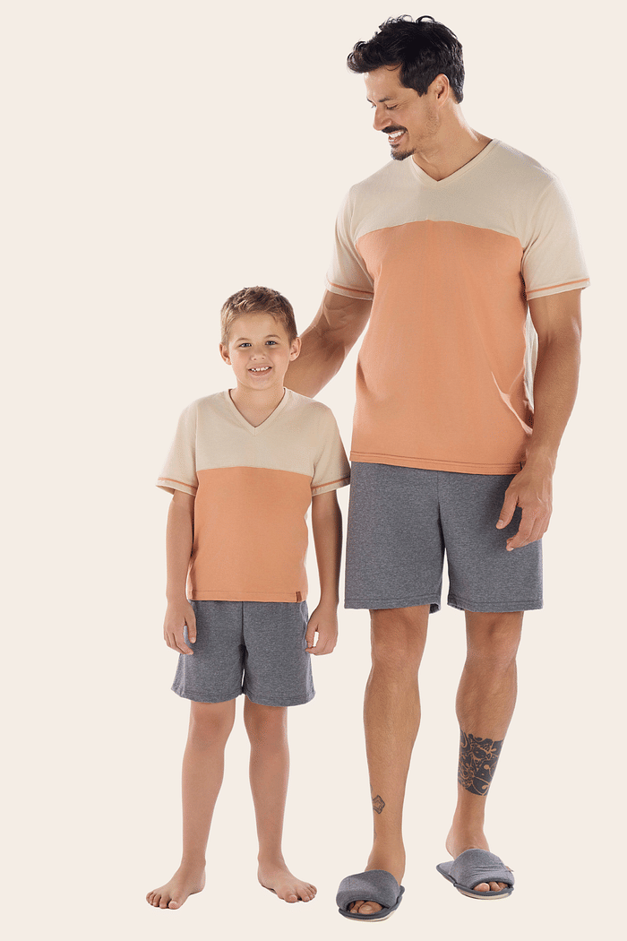 PIJAMA MEIA MANGA COM BERMUDA EM MEIA MALHA MASCULINO 