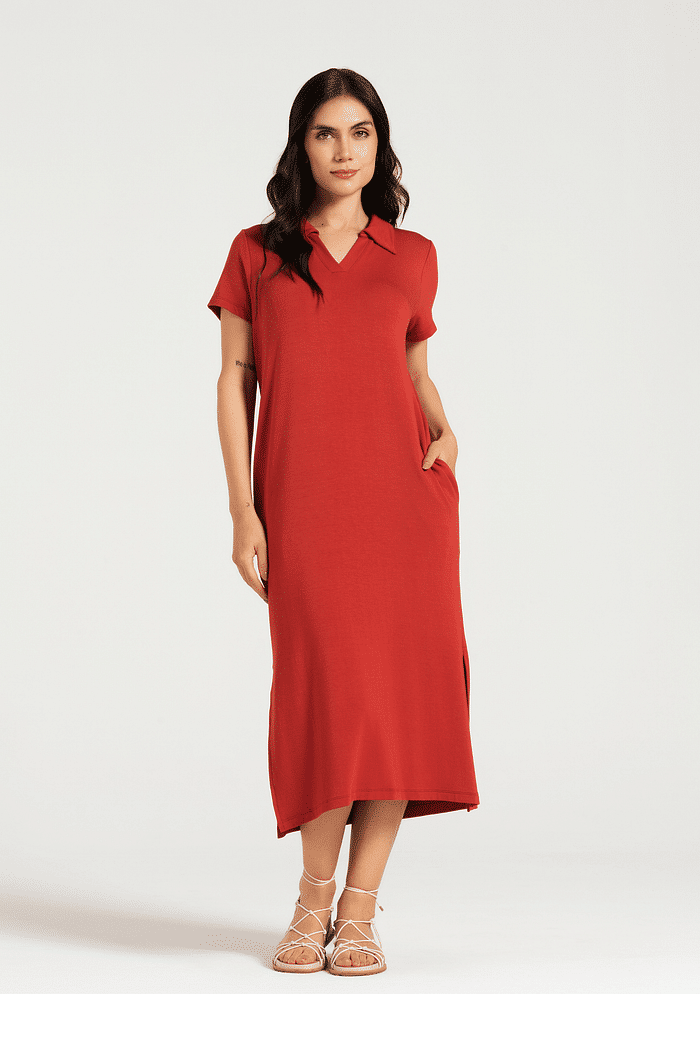 VESTIDO MEIA MANGA EM VISCODAY FEMININO 