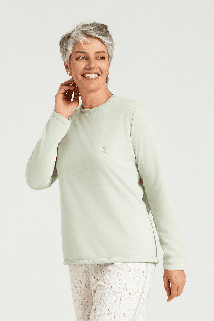 PIJAMA MANGA LONGA EM MOLETINHO COM CALCA EM MOLETINHO ROTATIVO FEMININO 