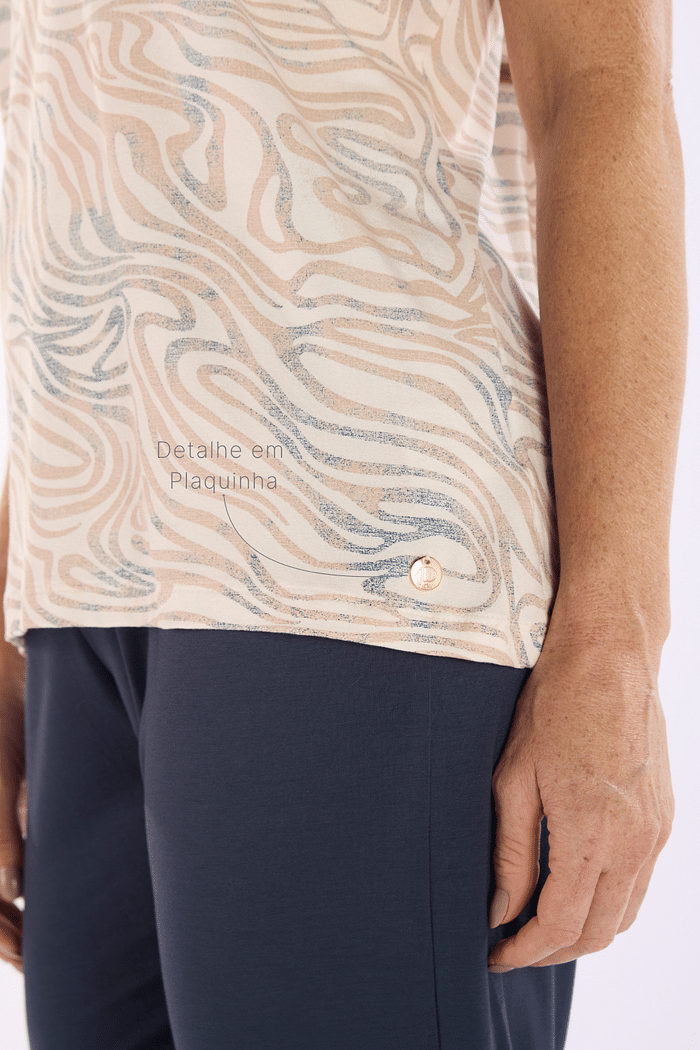 PIJAMA MEIA MANGA EM VISCOLYCRA ROTATIVA COM CAPRI EM VISCOLYCRA FEMININO