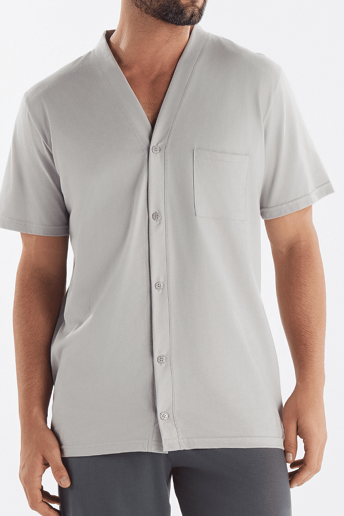 PIJAMA MASCULINO MEIA MANGA ABERTURA FRONTAL COM CALÇA EM MEIA MALHA