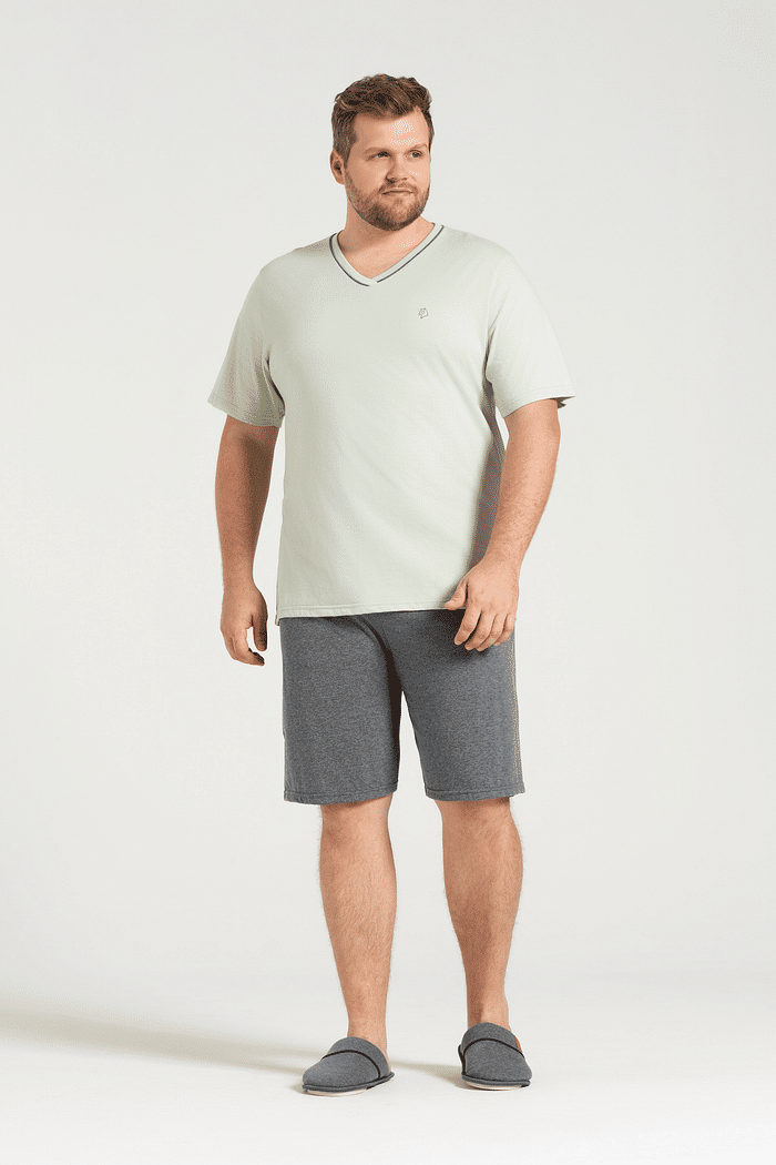 PIJAMA MEIA MANGA COM BERMUDA EM MEIA MALHA MASCULINO 