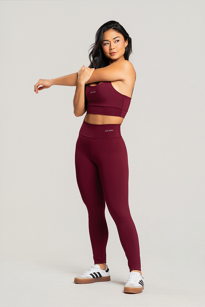 Conjunto Feminino Fitness Legging e Top Bordô