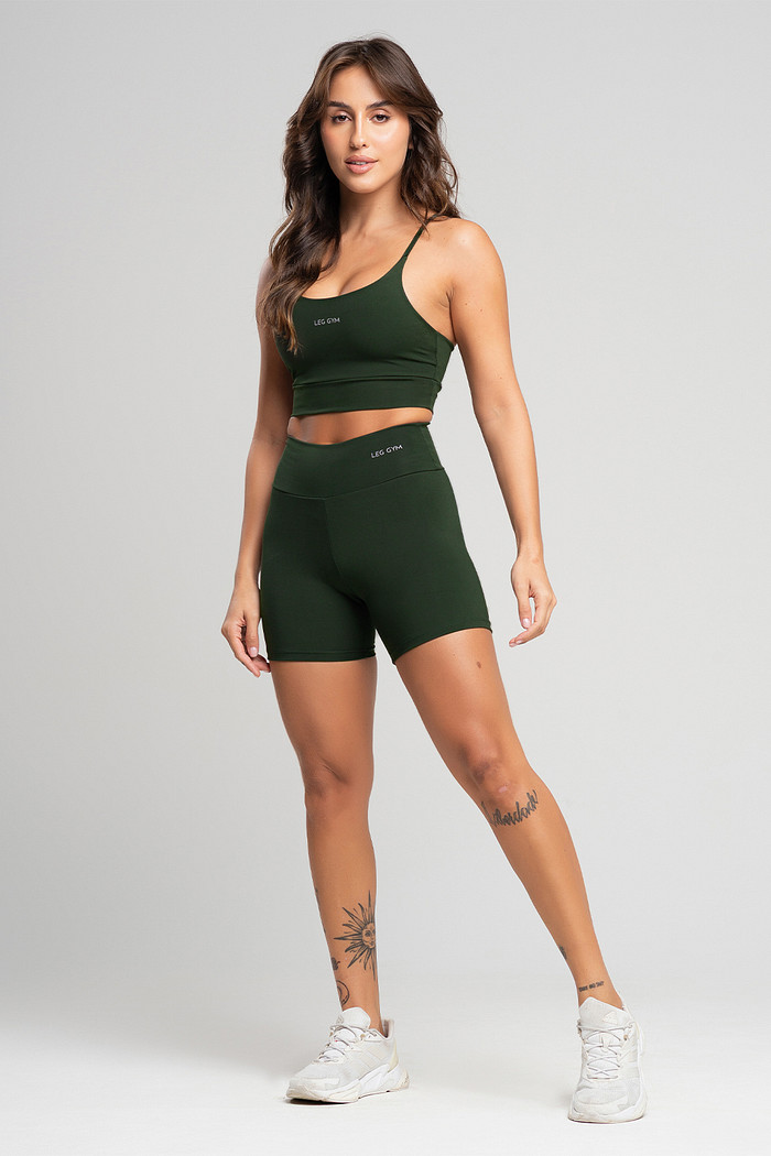 Conjunto Feminino Fitness Shorts e Top Verde Sálvia