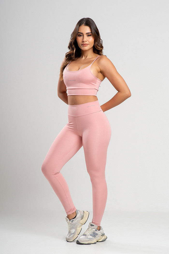 Conjunto Feminino Fitness Legging e Top Rosê