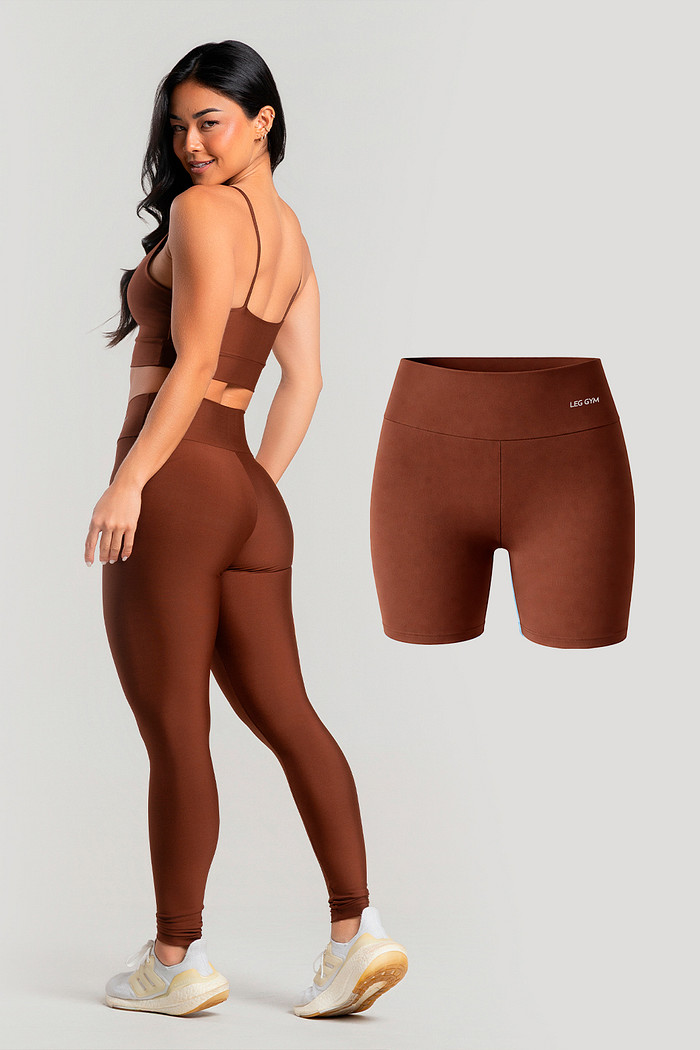 Kit Feminino Fitness Legging + Short + Top Avelã