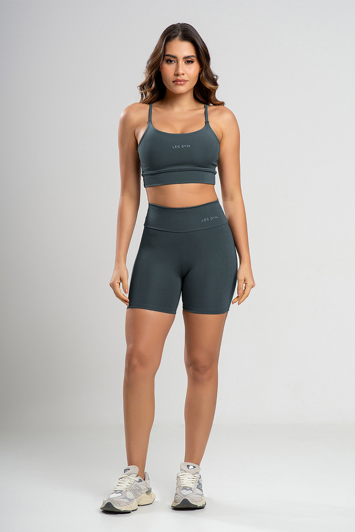 Conjunto Feminino Fitness Shorts e Top Petróleo