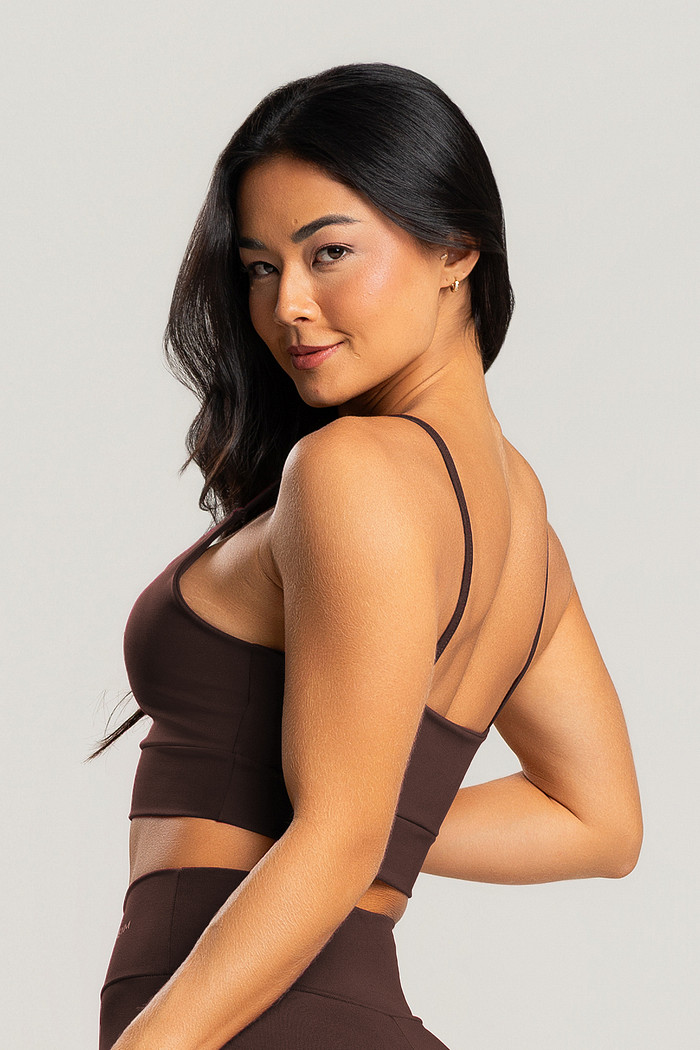 Top Feminino Fitness Marrom