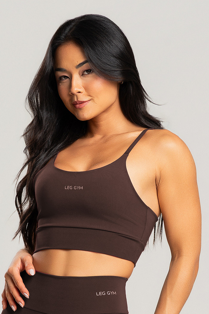 Top Feminino Fitness Marrom