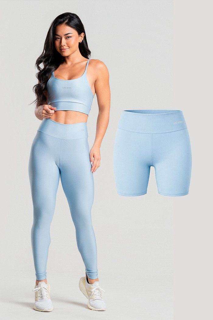 Kit Feminino Fitness Legging + Short + Top Céleste