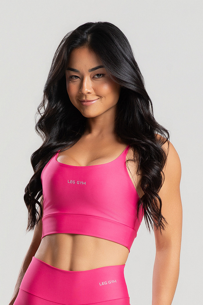 Top Feminino Fitness Rosa Neon
