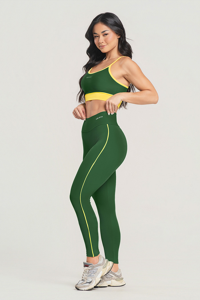 Conjunto Feminino Fitness Legging e Top Brasil Verde