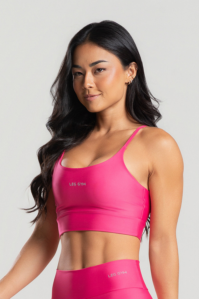 Top Feminino Fitness Rosa Neon
