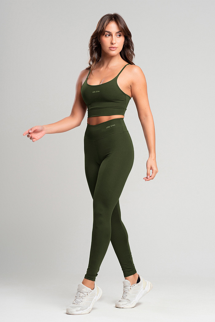 Conjunto Feminino Fitness Legging e Top Verde Sálvia
