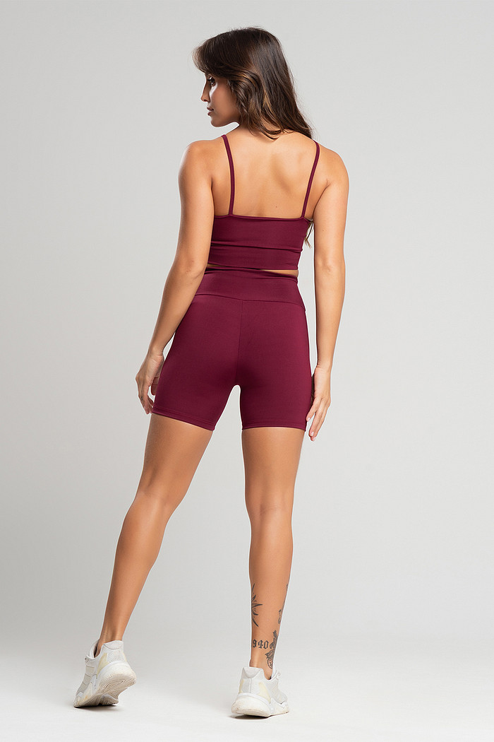 Conjunto Feminino Fitness Shorts e Top Bordô