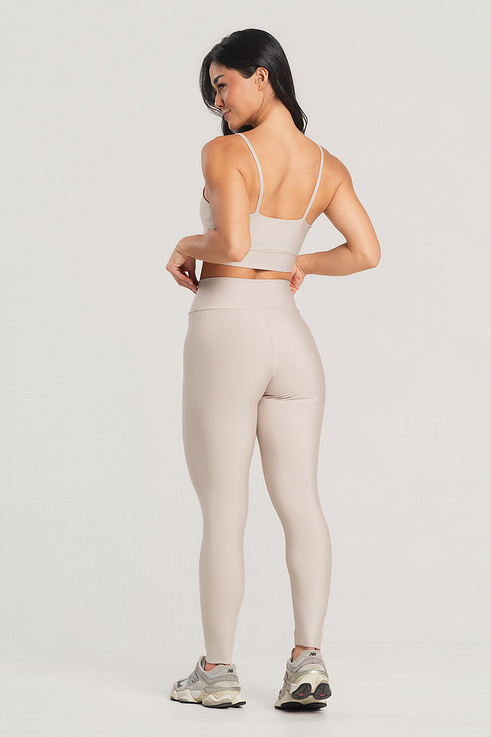 Conjunto Feminino Fitness Legging e Top Off White