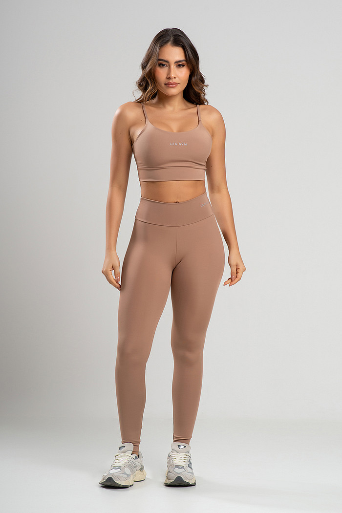 Conjunto Feminino Fitness Legging e Top Coffee