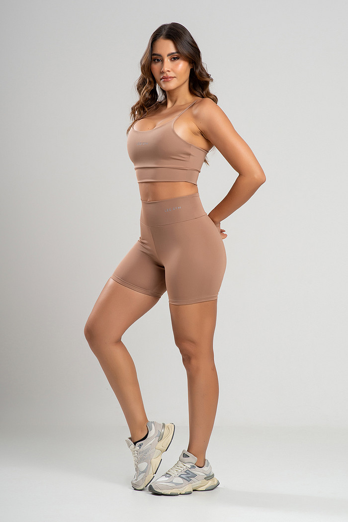 Conjunto Feminino Fitness Shorts e Top Coffee