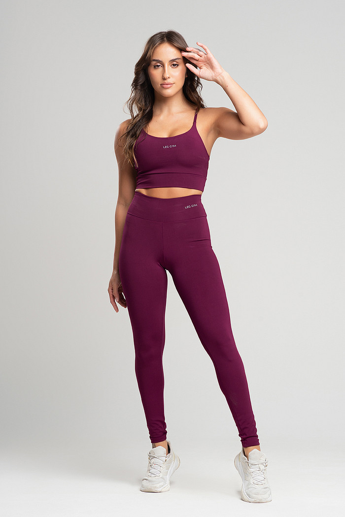 Conjunto Feminino Fitness Legging e Top Vinho