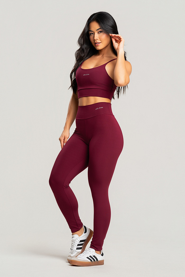 Conjunto Feminino Fitness Legging e Top Bordô