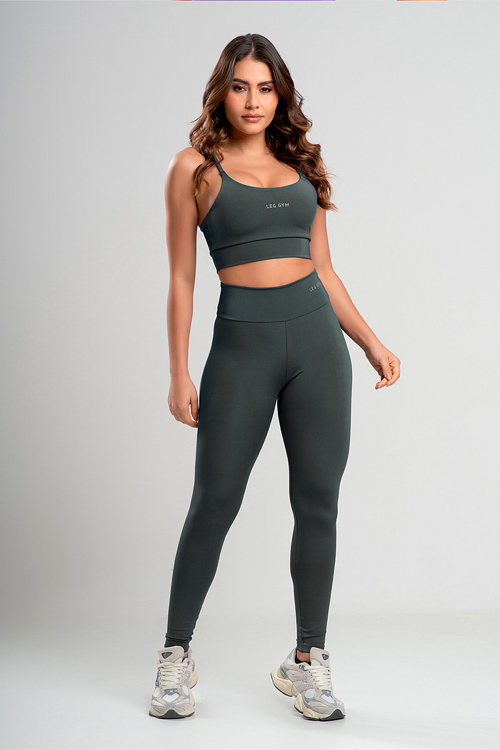 Conjunto Feminino Fitness Legging e Top Petróleo