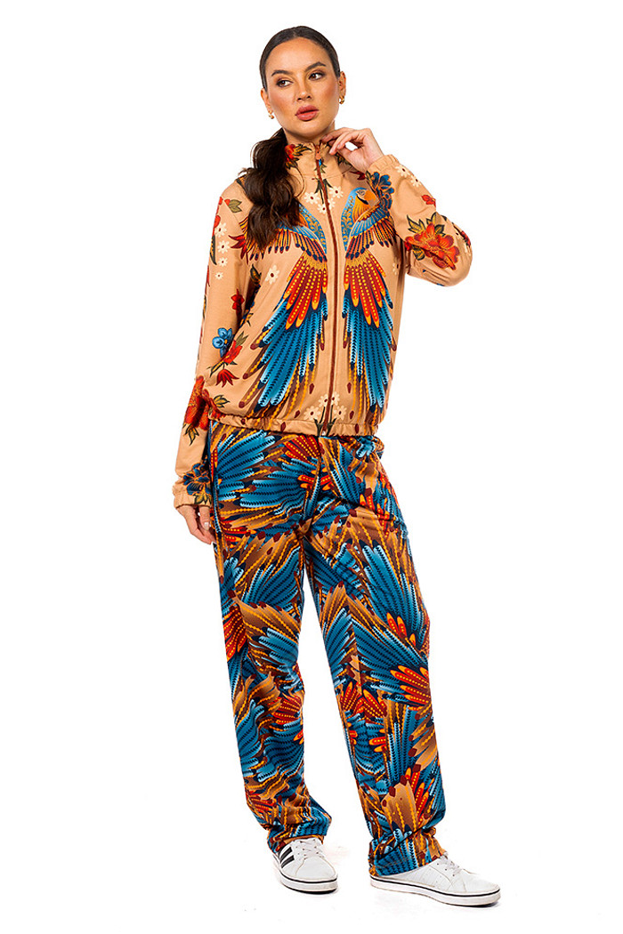 Calça Moletinho Semi Ampla Araras Paraiso Floral