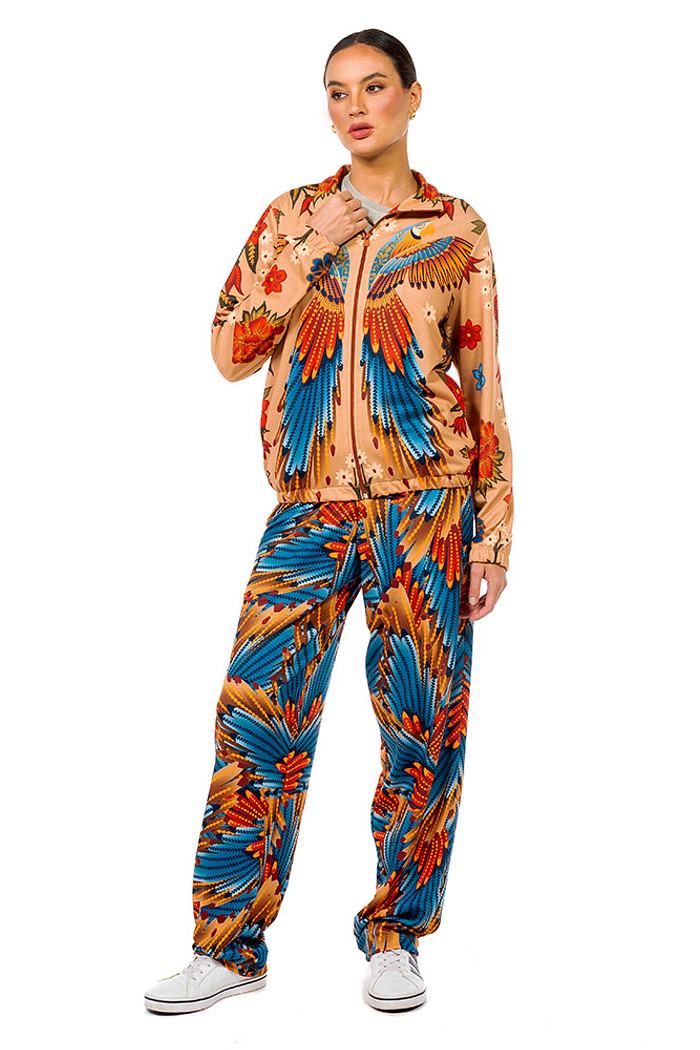 Calça Moletinho Semi Ampla Araras Paraiso Floral