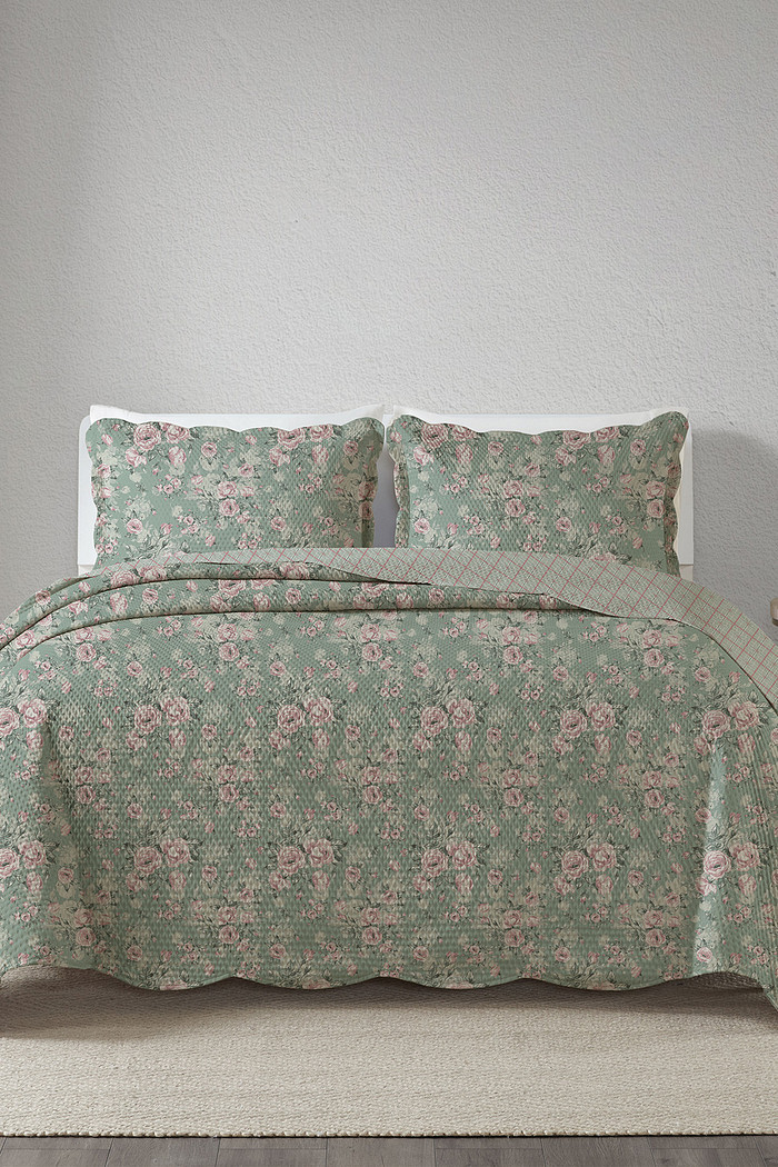 Kit Cobre Leito Colcha Queen 3 Peças Boutis Estampada Dupla Face -  Bella