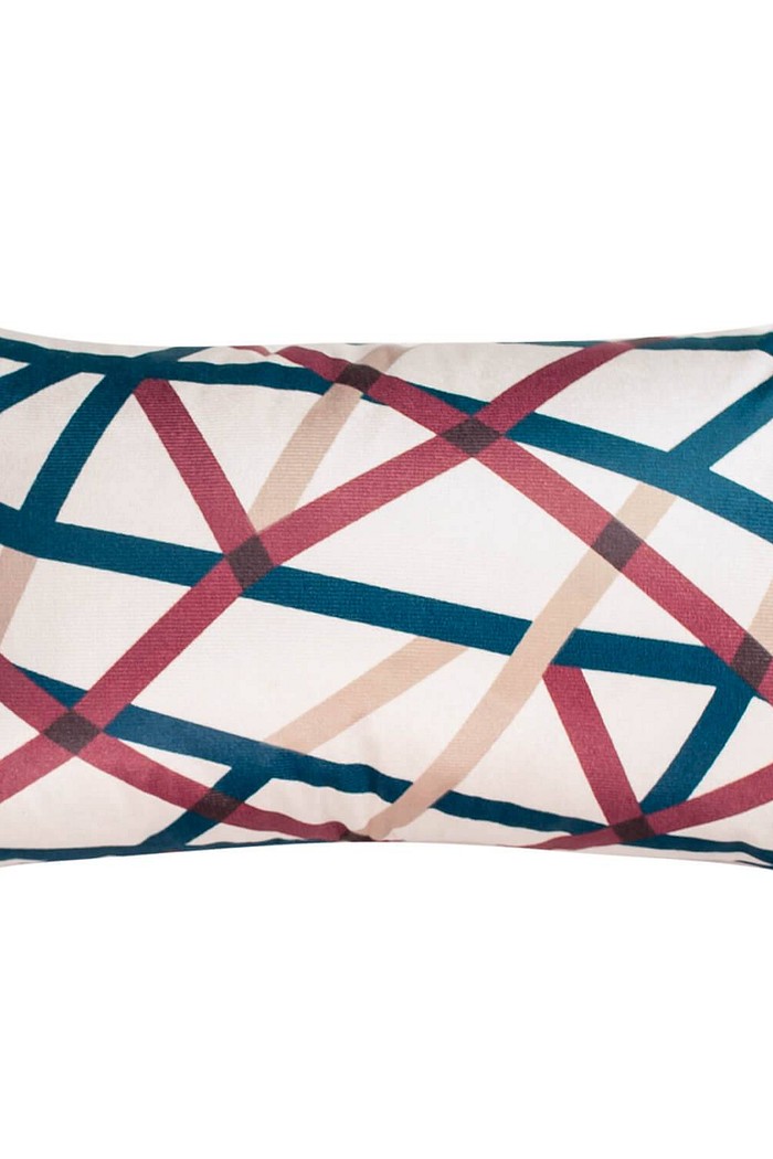 Capa de Almofada Baguete Suede Veludo Abstrata 25cm x 42cm - Vinho