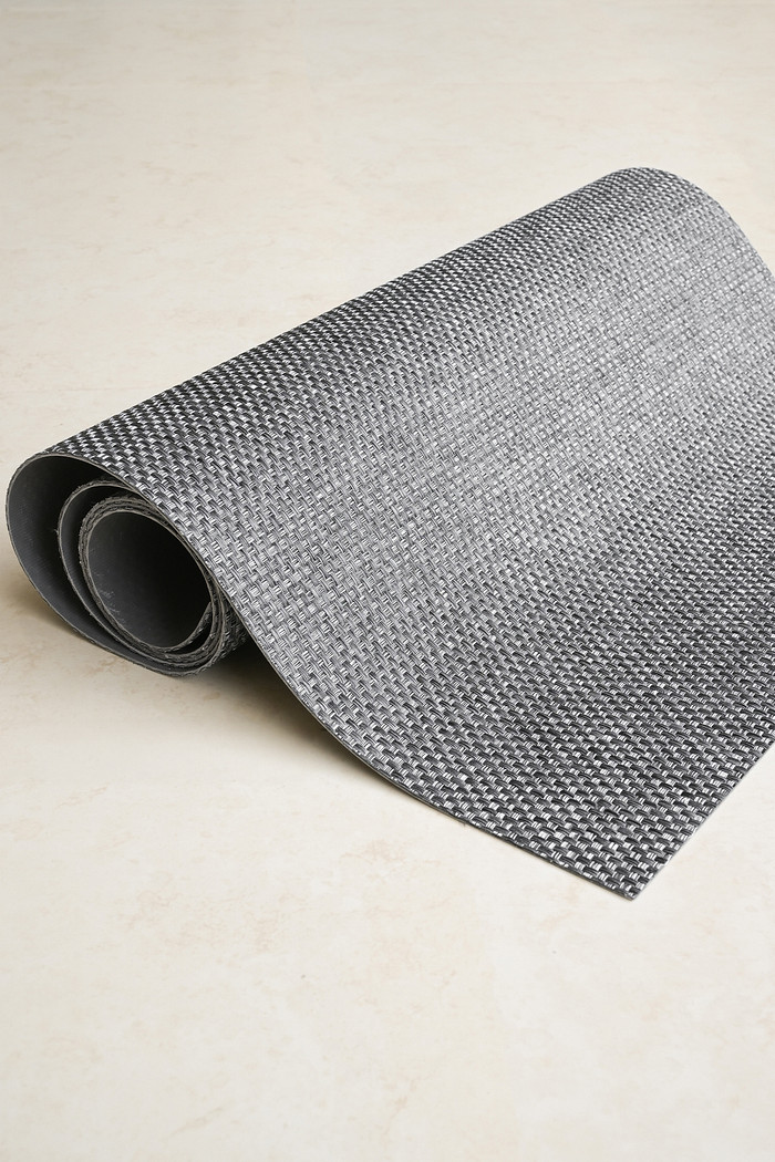 Tapete Passadeira PVC Antiderrapante Palha Cinza Chumbo 65x400